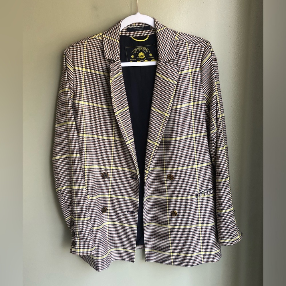 Scotch & Soda Madison Checked Double-Breasted Blazer Size: S